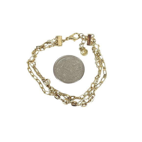 Liz Claiborne Elegant Gold-Tone Multi Strand Chain Bracelet With Lobster Clasp E - Picture 5 of 7